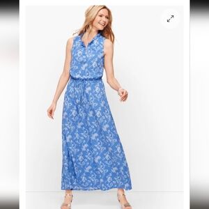 Blue Floral Sleeveless Maxi Dress